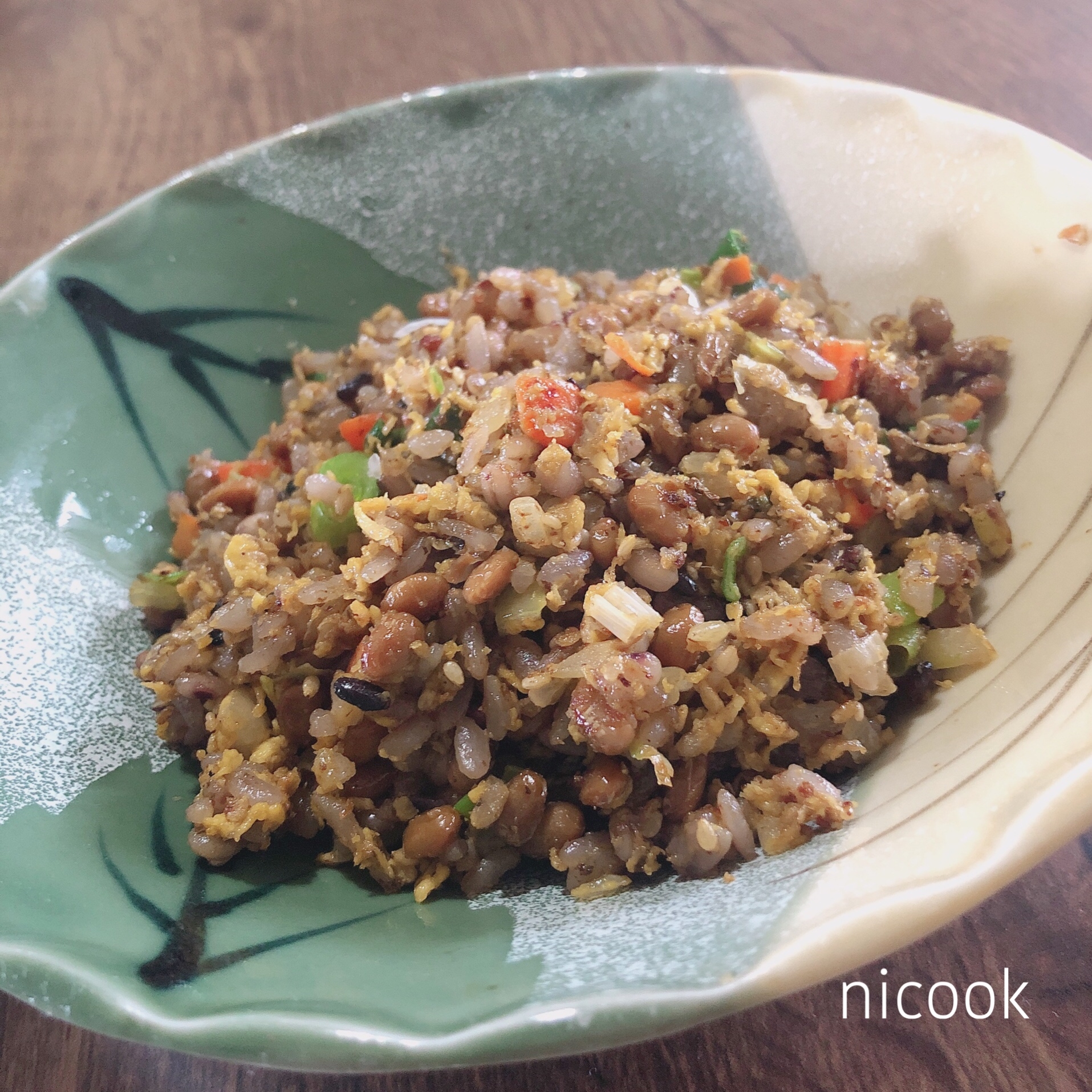 簡単にできる納豆炒飯(十六穀米)