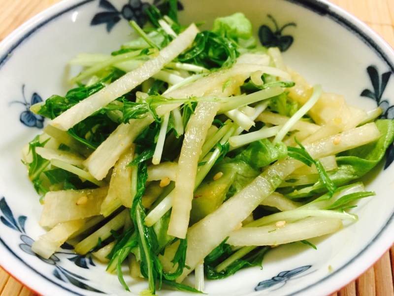 サラダ菜と水菜のダイコンサラダ