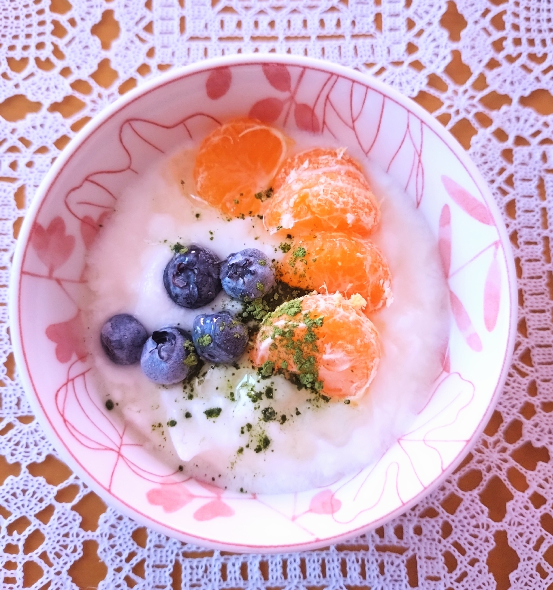 みかんとブルーベリーの抹茶ヨーグルト◇