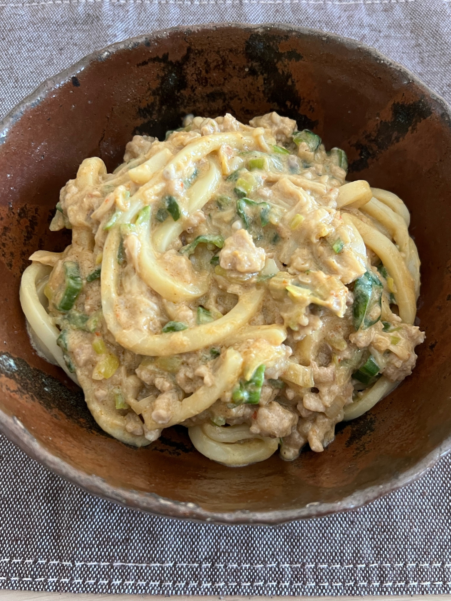 濃厚♪担々麺風の豆乳うどん