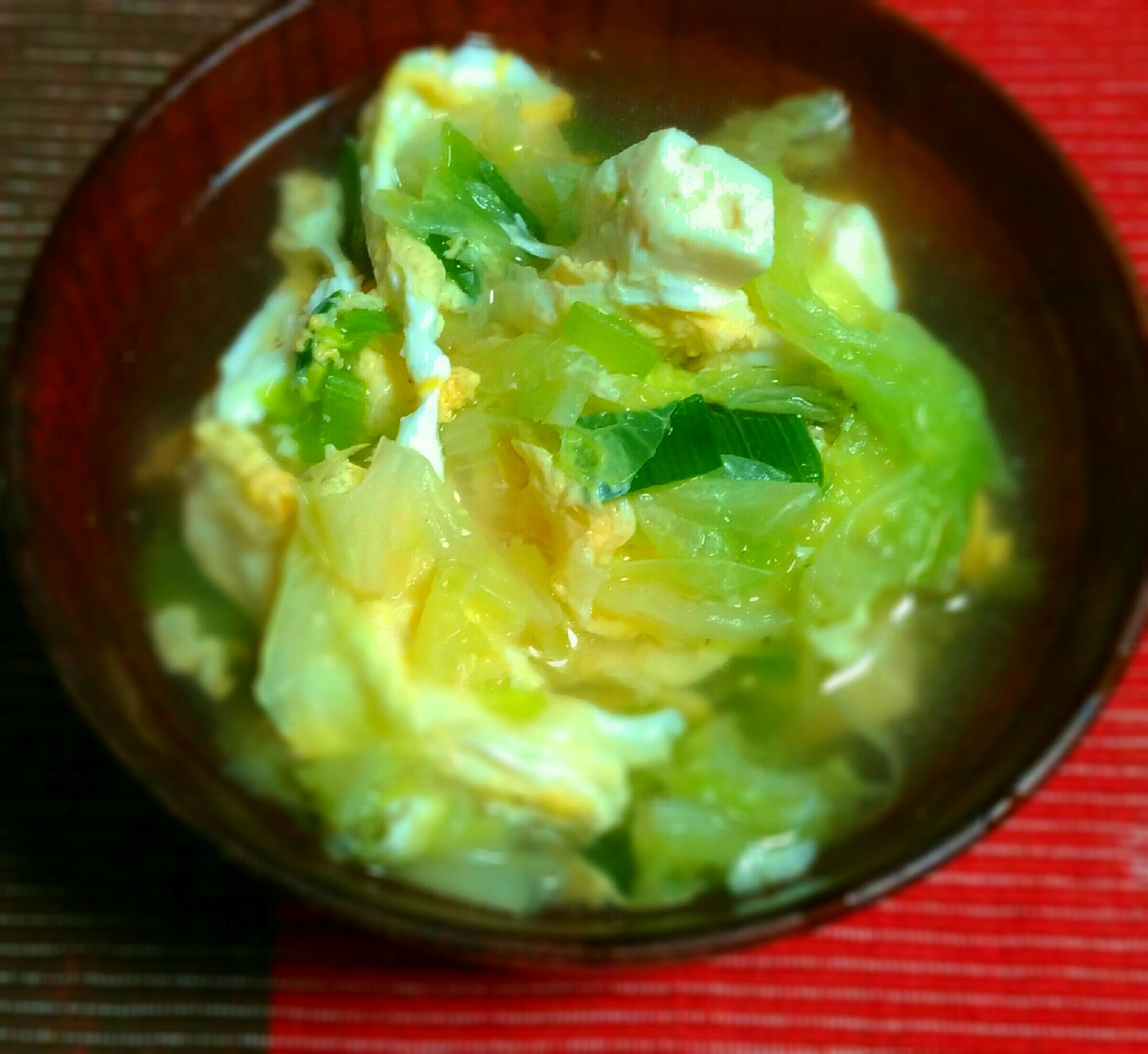 温まる！白菜と豆腐の玉子とじスープ