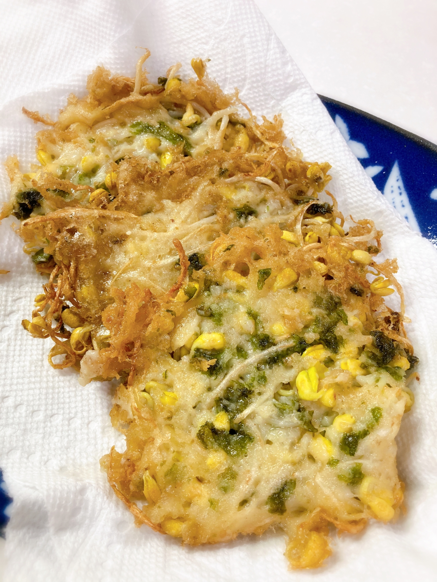 豆もやしと韓国海苔の天ぷら