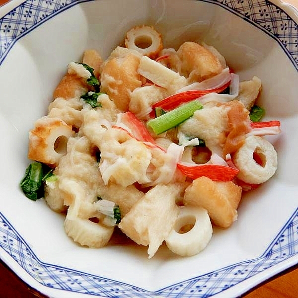 まな板なし３分！？いつもの練り物で❤食パンの粥♪