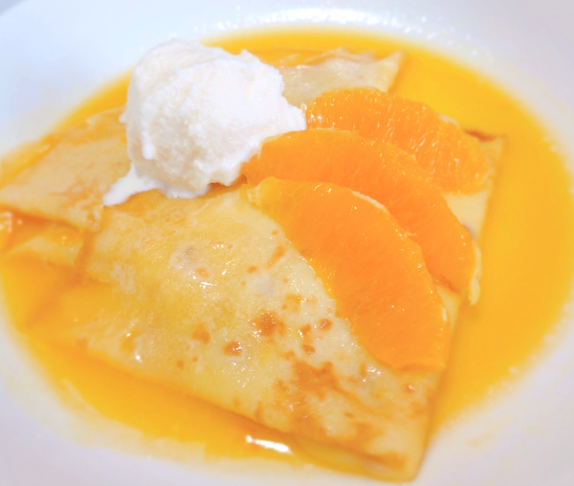 オレンジジュースで簡単 クレープシュゼット レシピ 作り方 By Kochacha 楽天レシピ