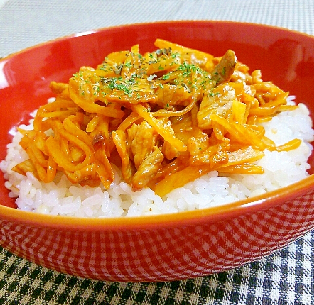 チーズ入り♡豚肉とシャキシャキじゃがいもの丼