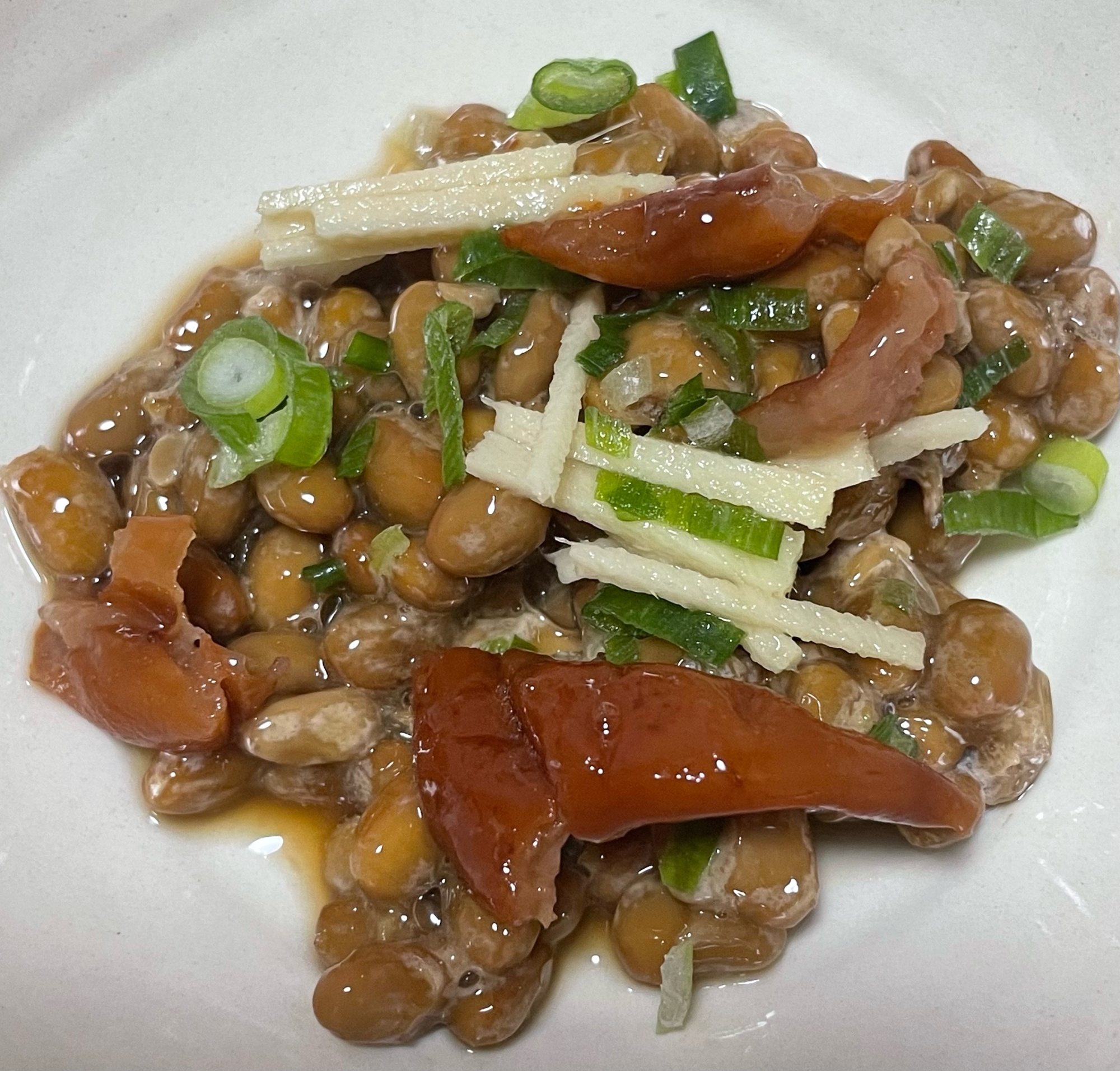 納豆 ( 生姜 梅 ネギ 醤油 ごま油 )