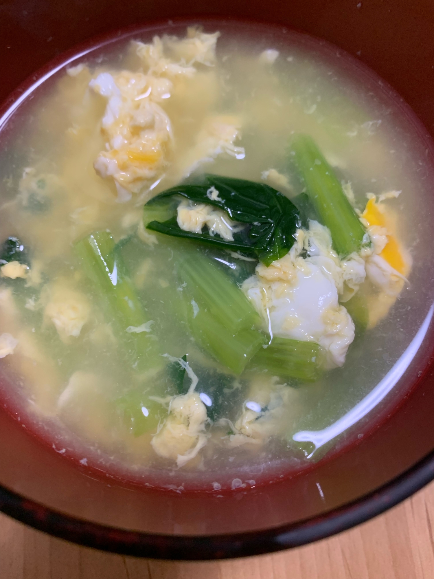 小松菜と卵のコンソメスープ