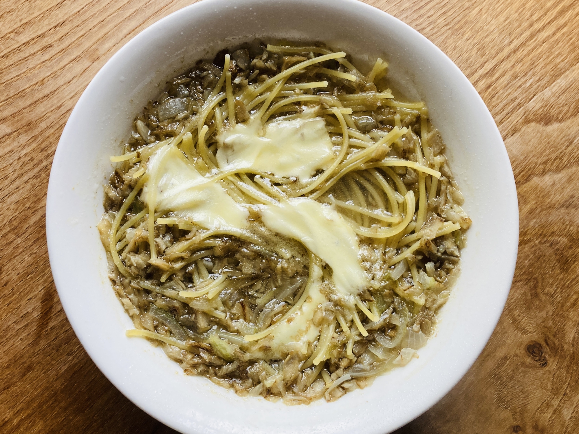ごぼうとチーズのスープパスタ