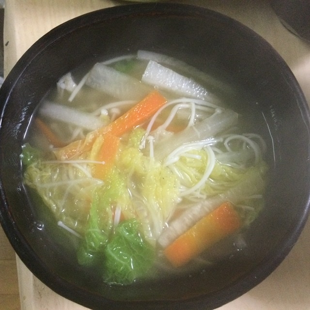 ホッケの頭の出汁の野菜スープ