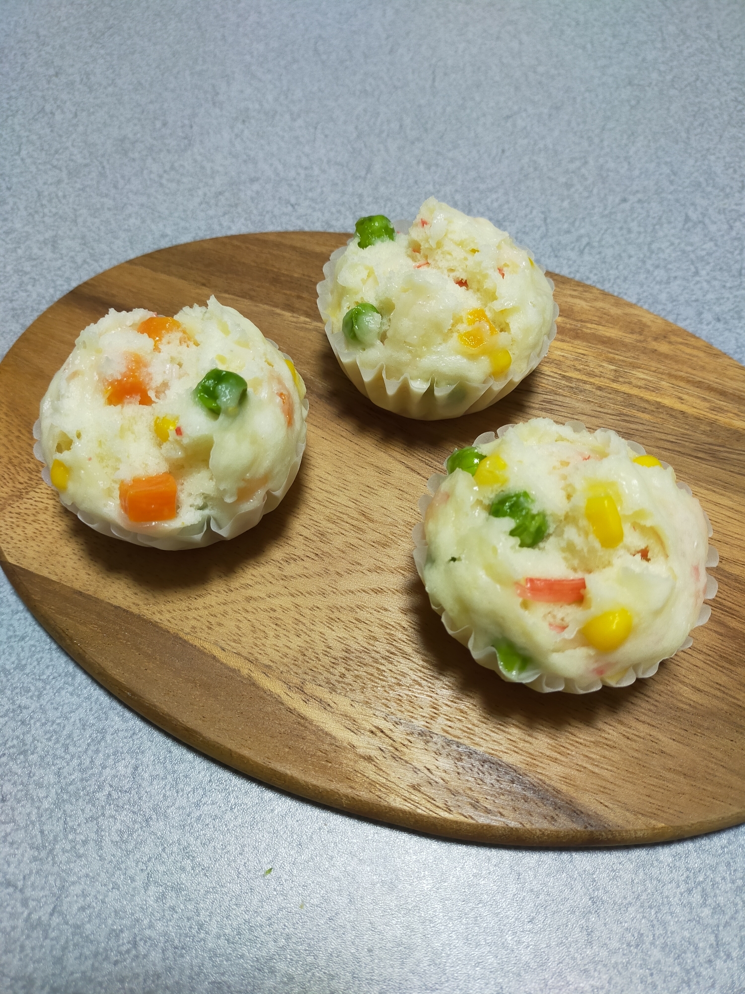 離乳食完了期 かにかまコーンの蒸しパン レシピ 作り方 By Yunchiki 楽天レシピ