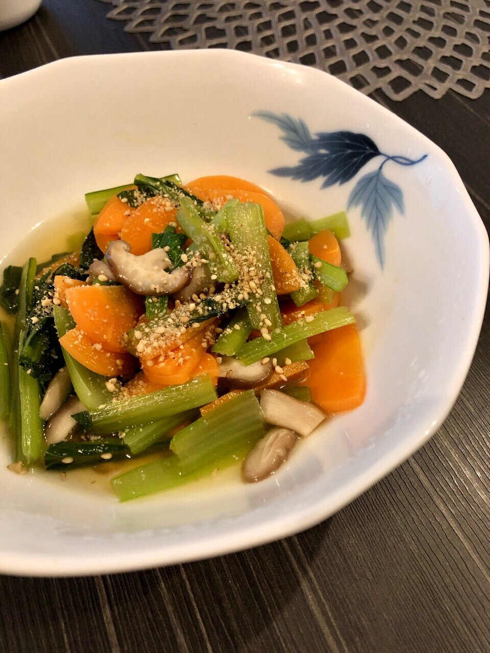 小松菜と人参と椎茸のレンジ煮浸し レシピ・作り方 by おうち料理愛好