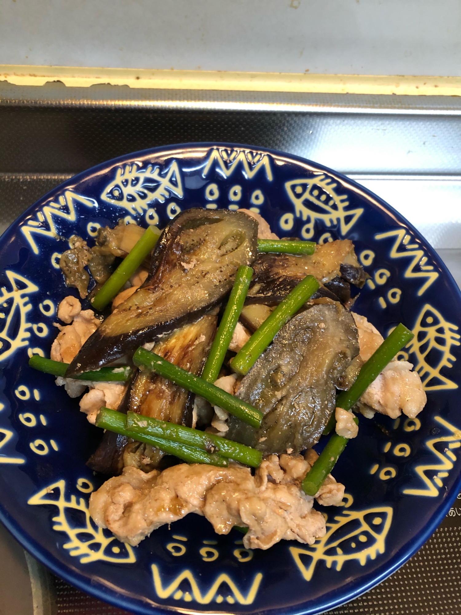 姜葱醬de豚肉とナスとニンニクの芽の生姜焼き^_^