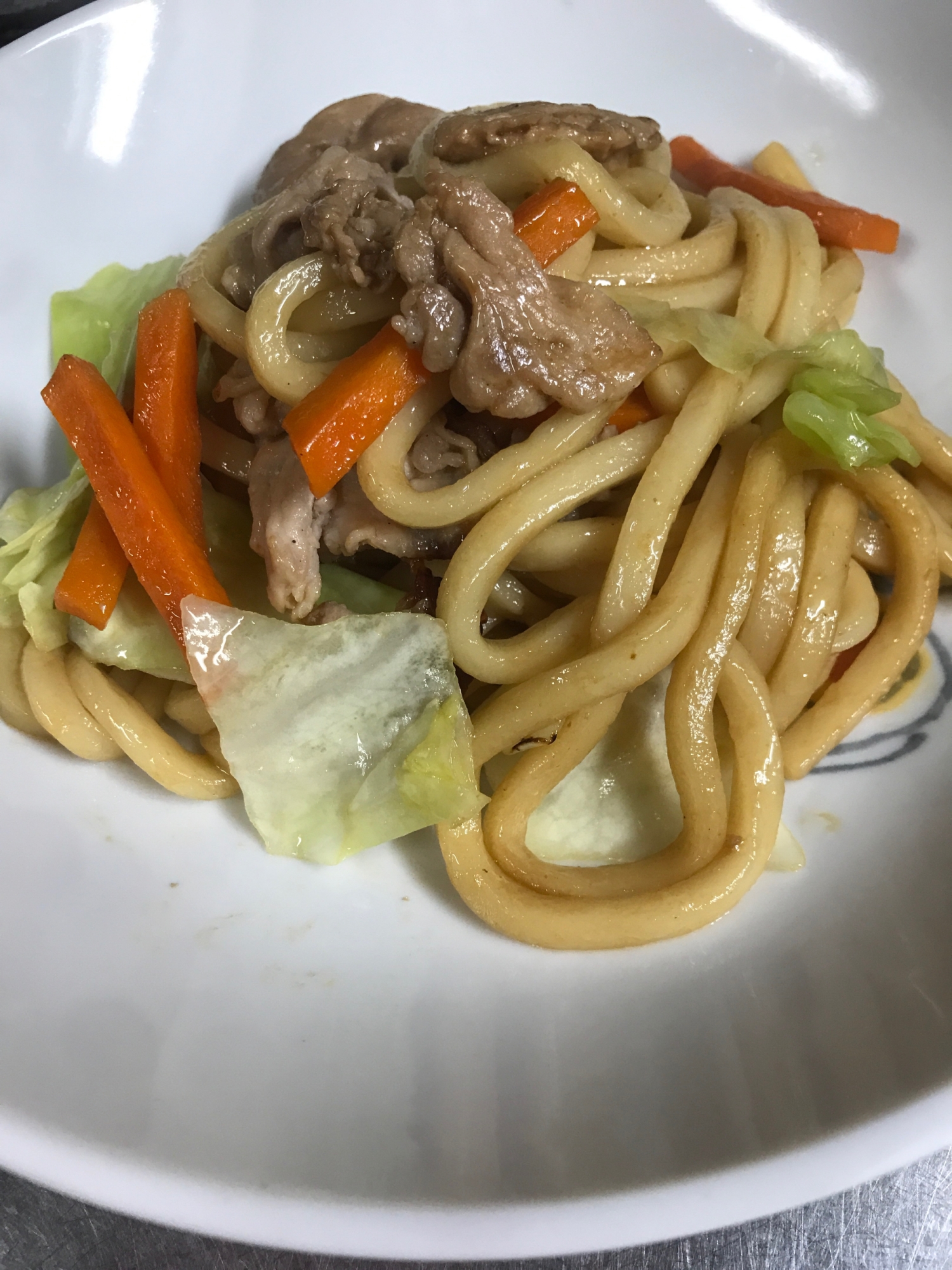 麺つゆ焼うどん（キャベツ、人参、豚肉）