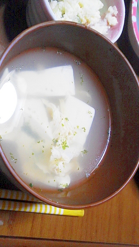 豆腐と卵の青のりスープ
