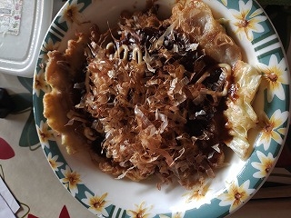 水菜と鯖水煮缶で作る米粉のお好み焼き