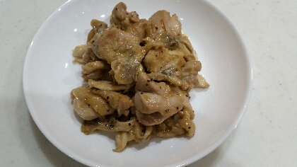 鶏ももと舞茸の味噌マヨ炒め