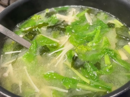 菜の花としめじの味噌汁