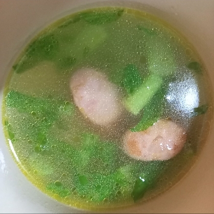大根葉のコンソメガラスープ