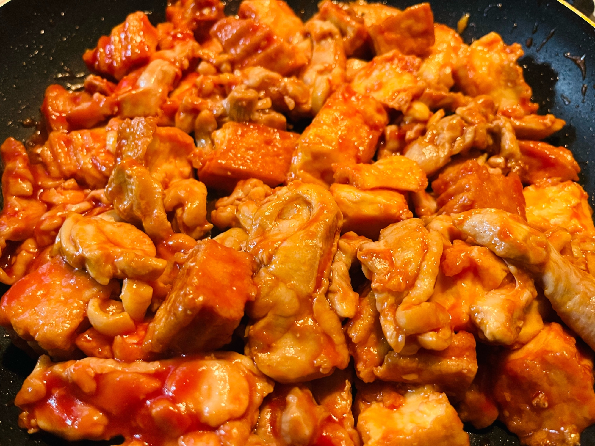 鶏肉と厚揚げのケチャップ炒め