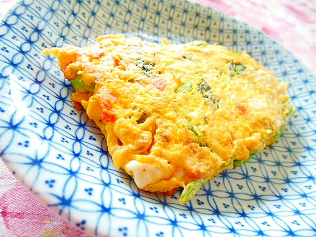 ❤水菜と紅生姜と韓国海苔の巻かない卵焼き❤