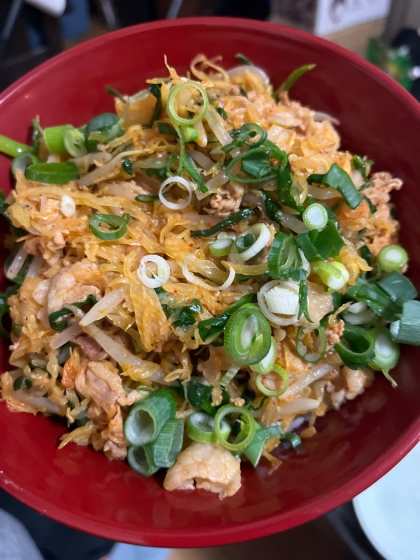 キャベツともやしでかさまし！
そして丼にしてガッツリ食べました！
＼(^o^)／