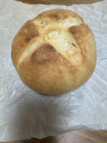 ほぼ捏ねない材料5つ油牛乳なし☆超簡単カンパーニュ