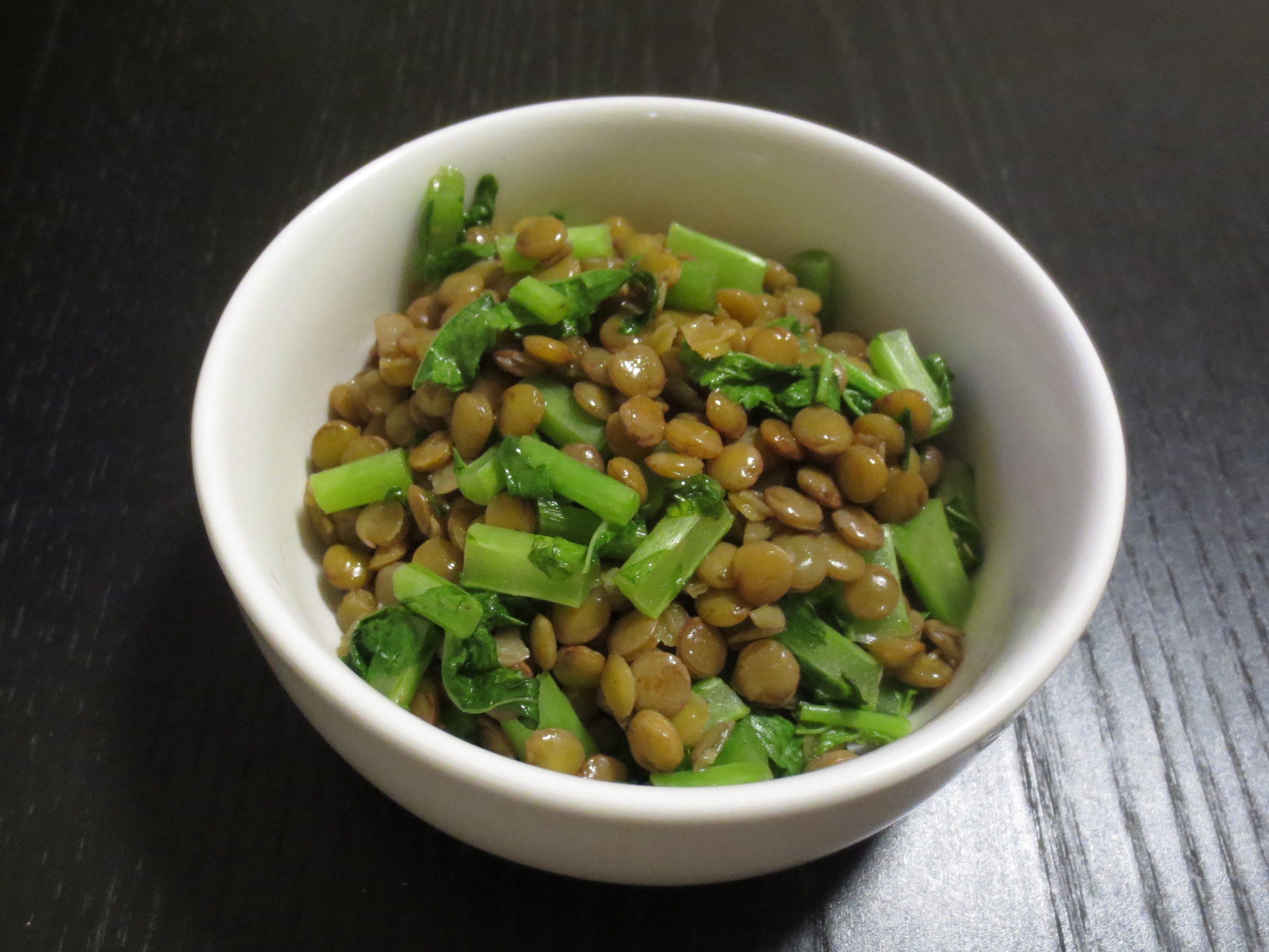 レンズ豆と大根葉の煮物