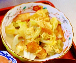 白菜と薩摩揚げの卵とじ