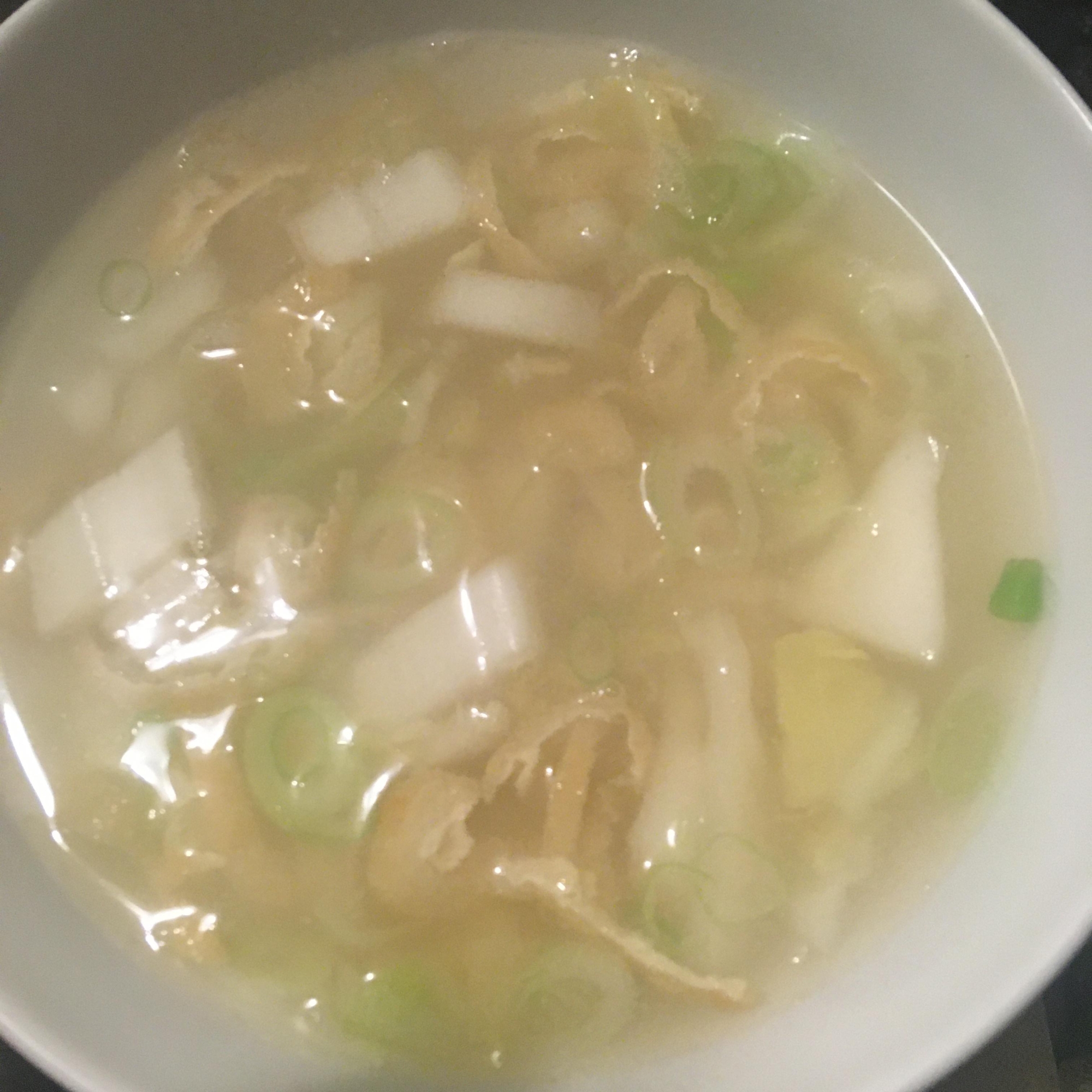 白菜、長ねぎ、油揚げの味噌汁