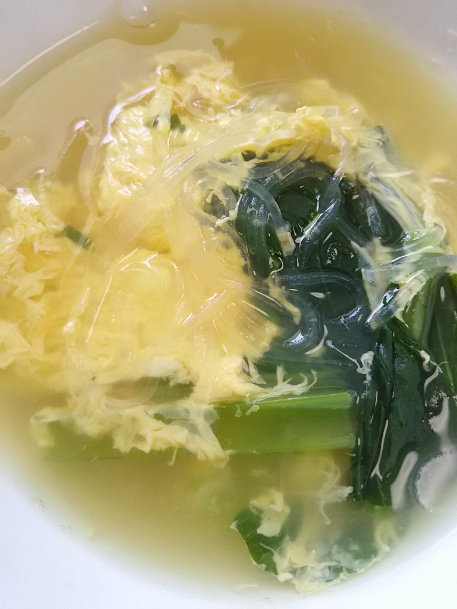 小松菜と春雨の卵スープ(^^)