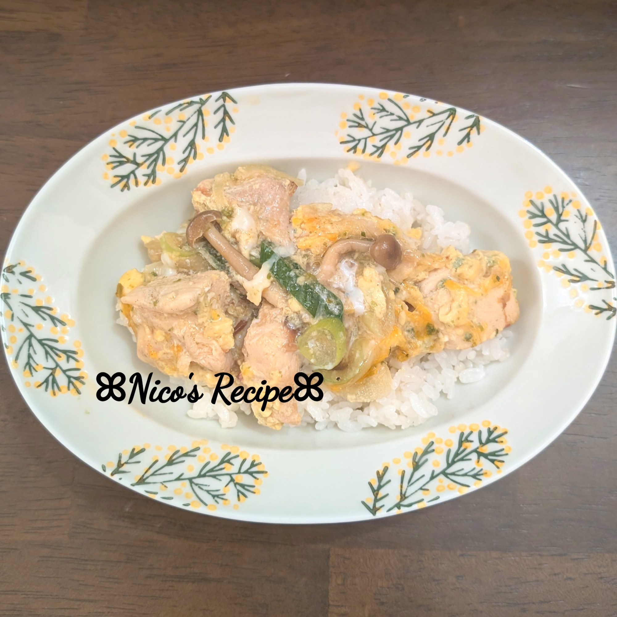 長ネギとしめじ入り親子丼