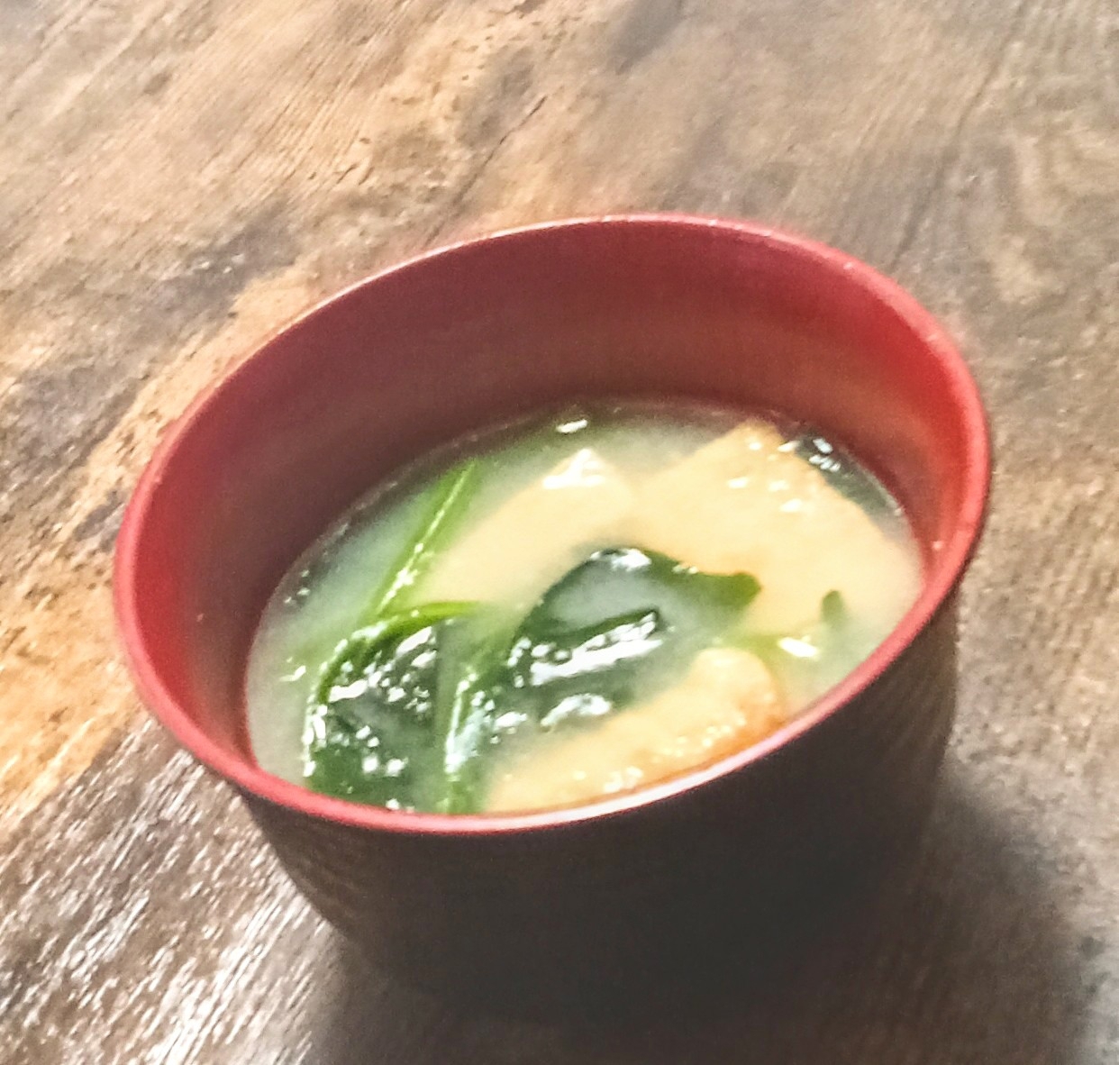 ほうれん草・厚揚げのお味噌汁