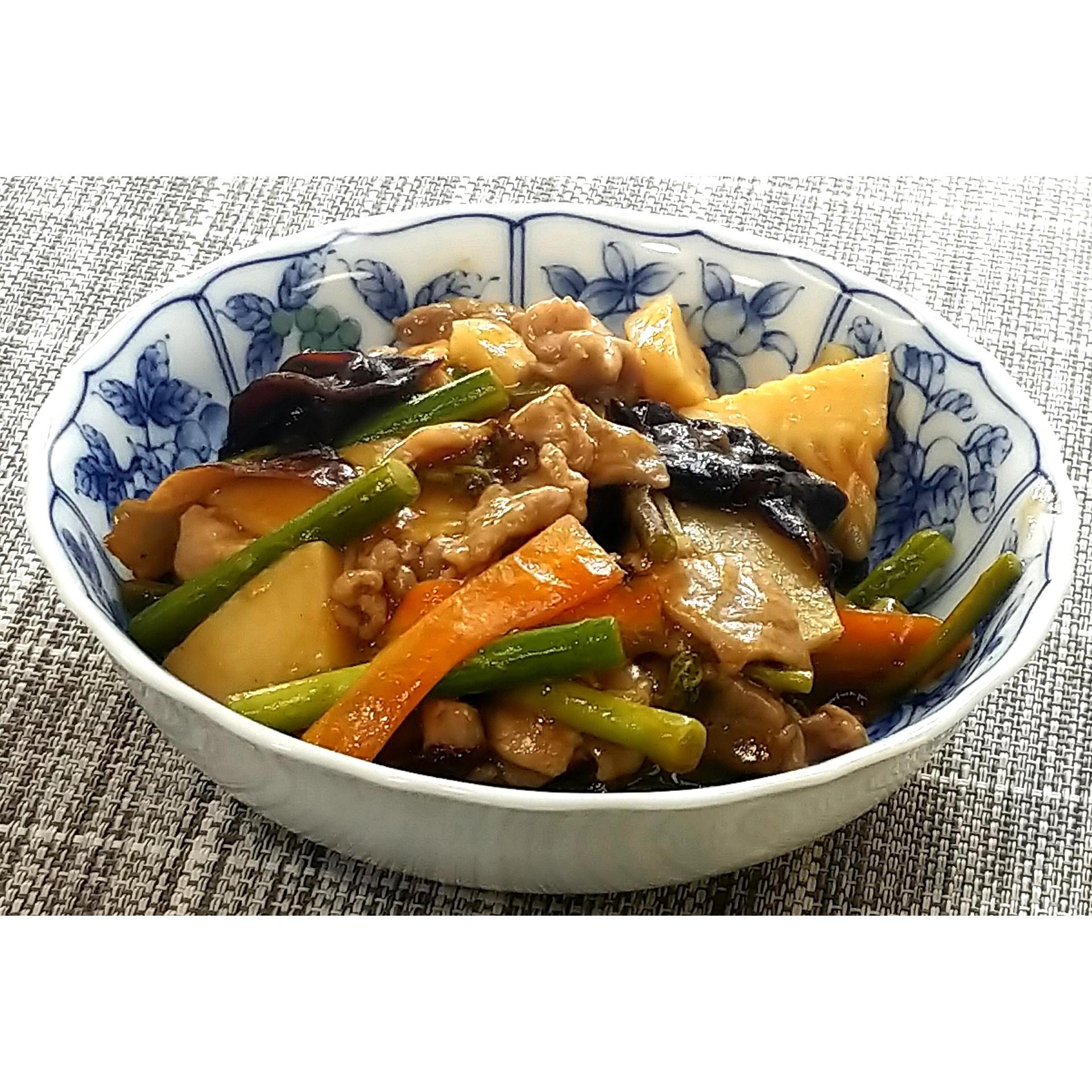 わらびとたけのこの豚黒酢炒め★動画あり★