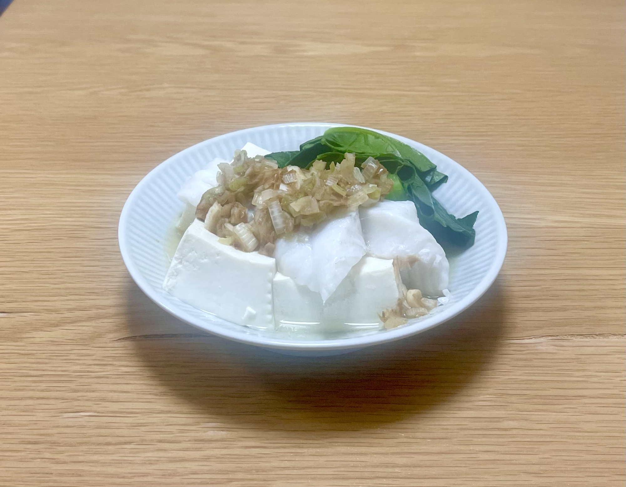 四毒抜き◆鱈と豆腐のねぎ醤油蒸し