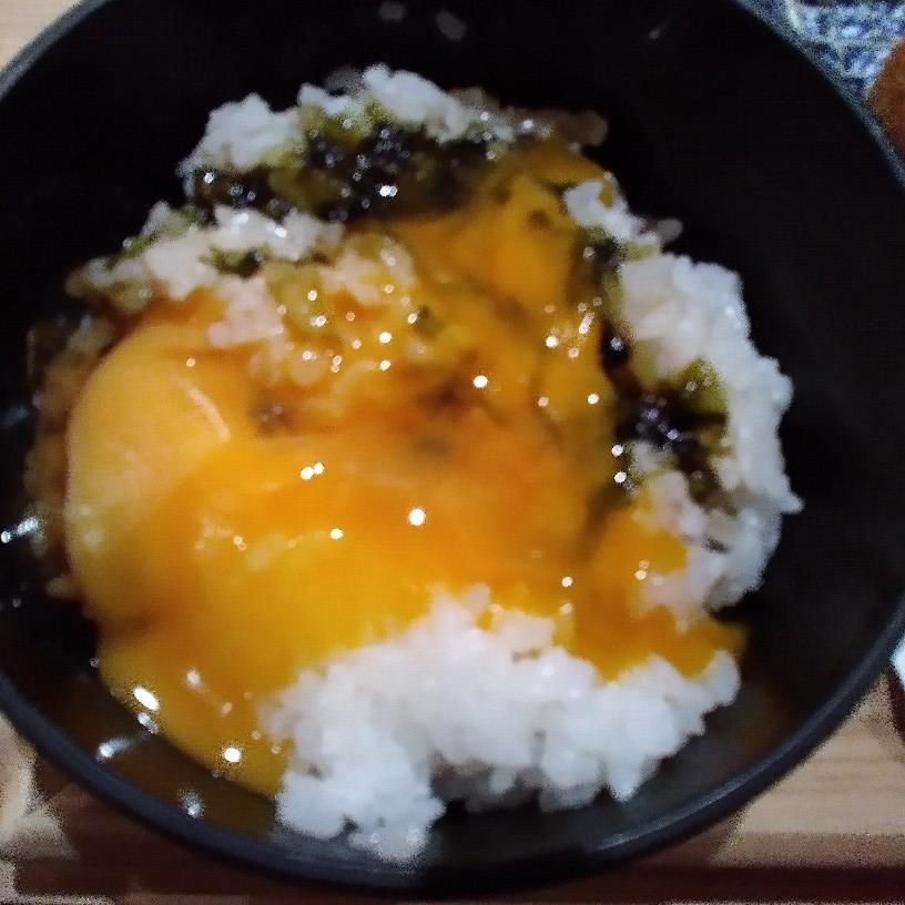 野沢菜漬けの卵かけご飯