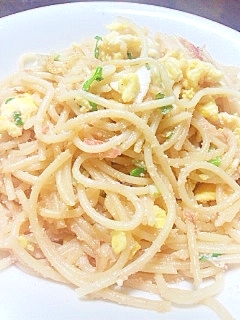 たらこと入り卵のパスタ