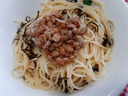 簡単でおいしい納豆と塩昆布のパスタ