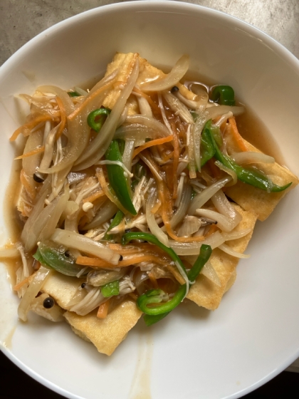 野菜たっぷり　厚揚げの甘酢あんかけ