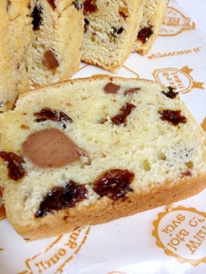 マロンとレーズンのパウンドケーキ mix粉で簡単 レシピ 作り方 By ゴールデンアルジータ 楽天レシピ