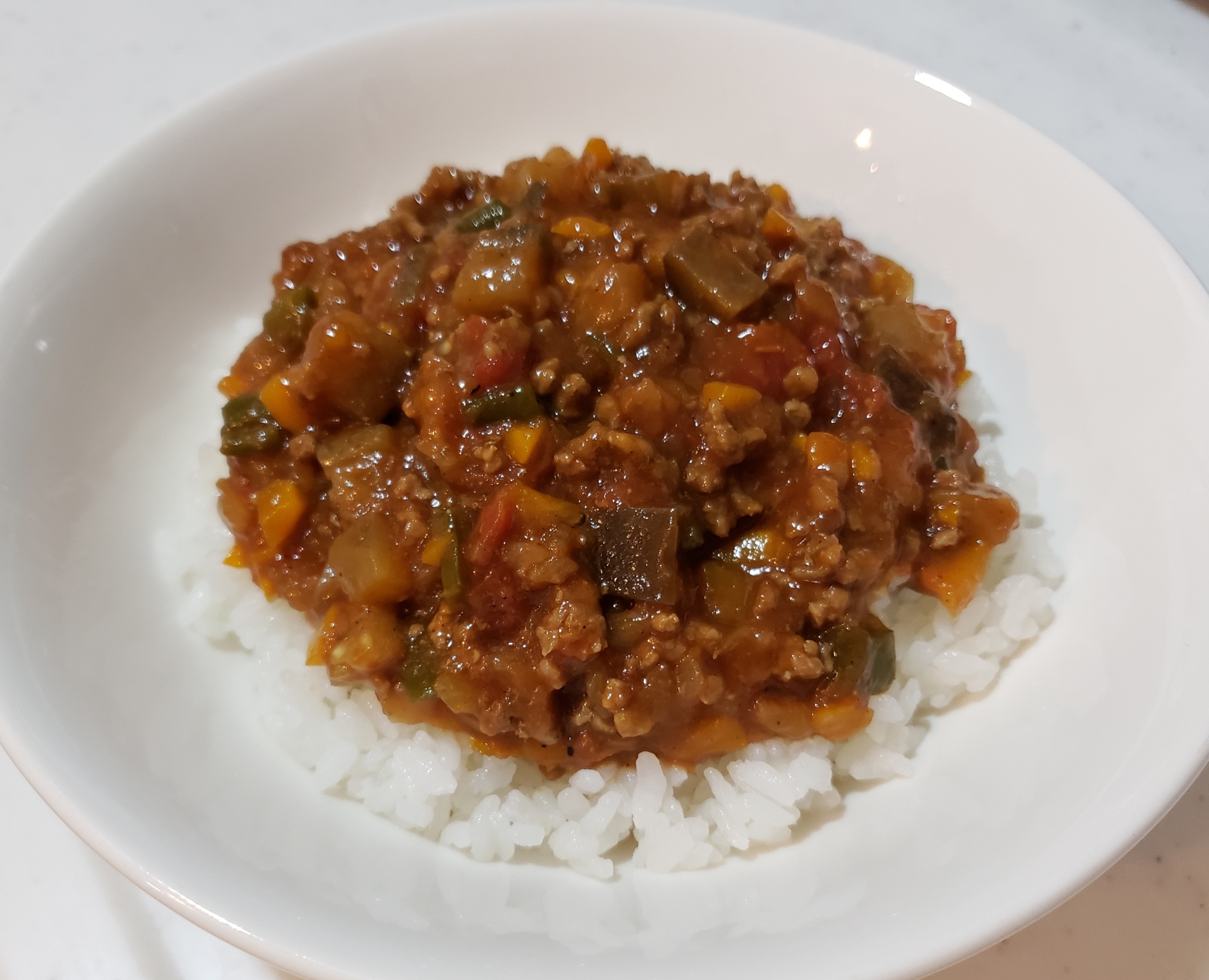 なす入りトマトキーマカレー