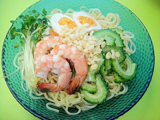 海老とゴーヤの冷やし中華