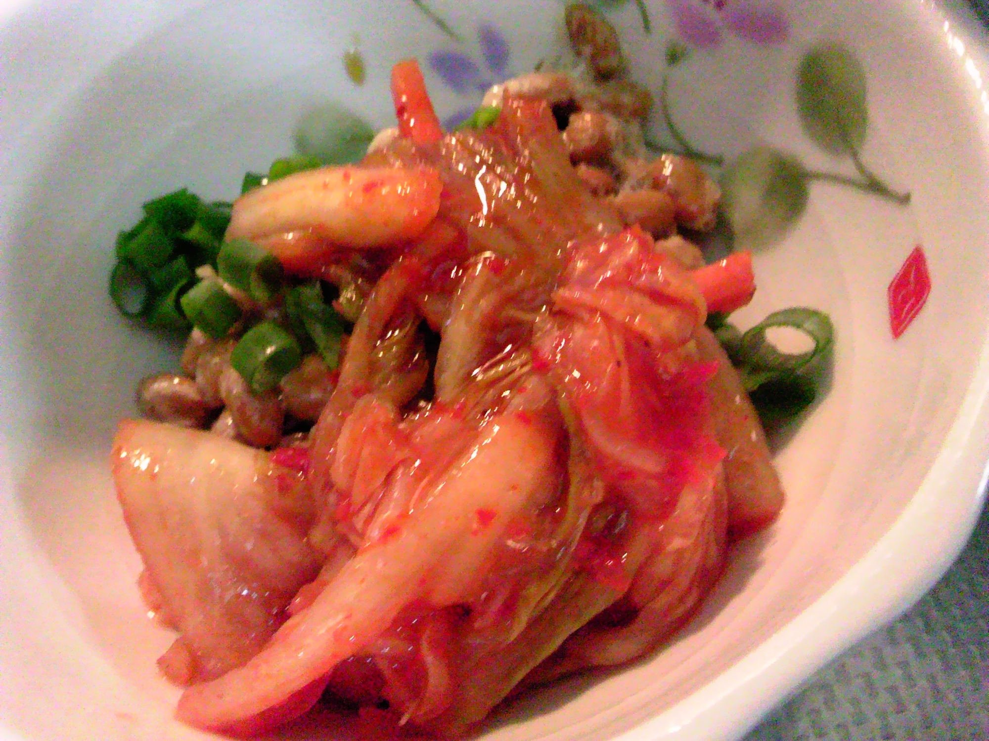 キムチと小ねぎの韓国風納豆