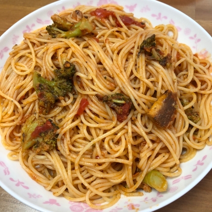 塩サバと野菜パスタ