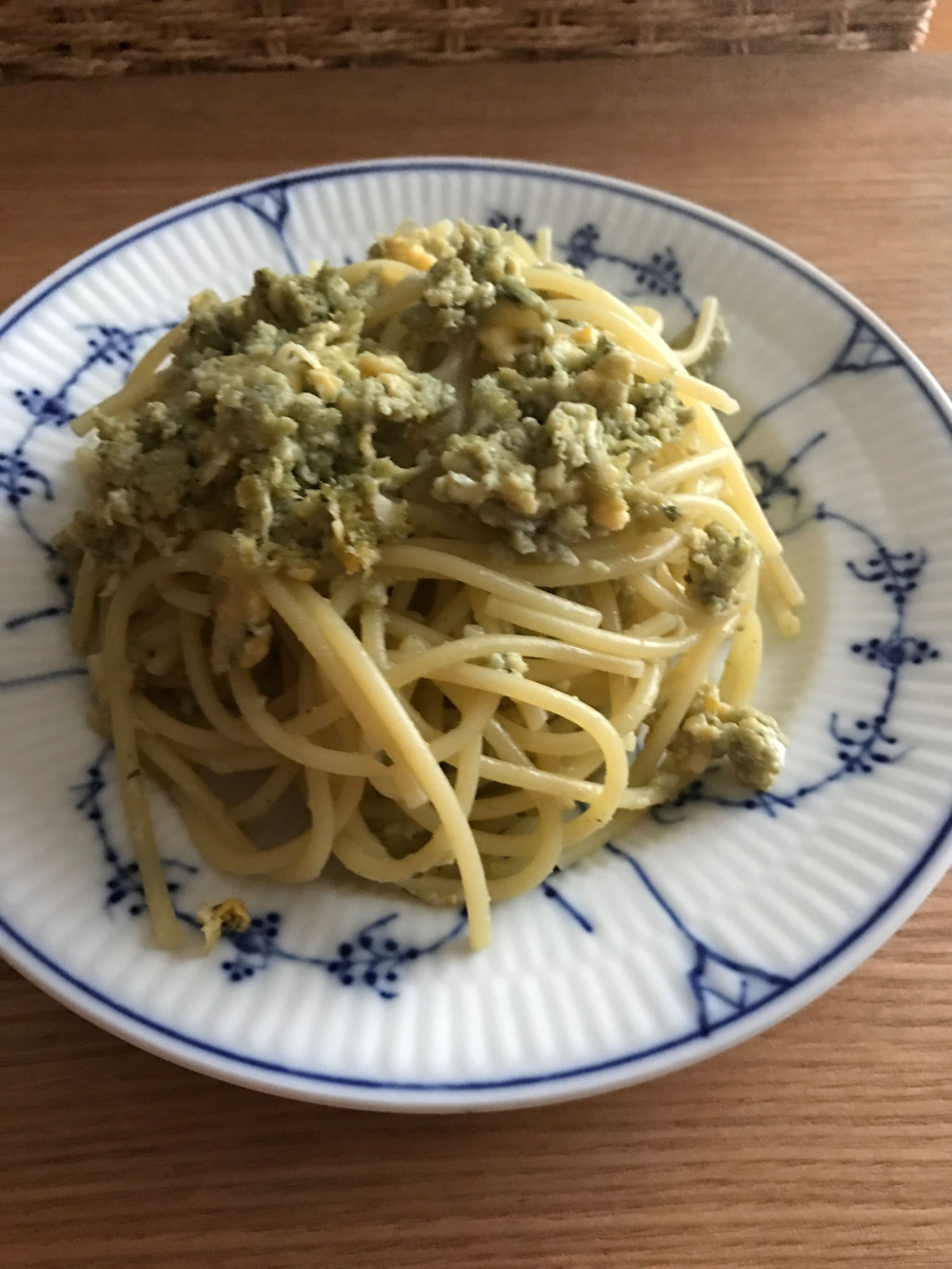 卵でバジルマヨチーズパスタ