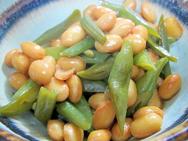 大豆とインゲンの煮物