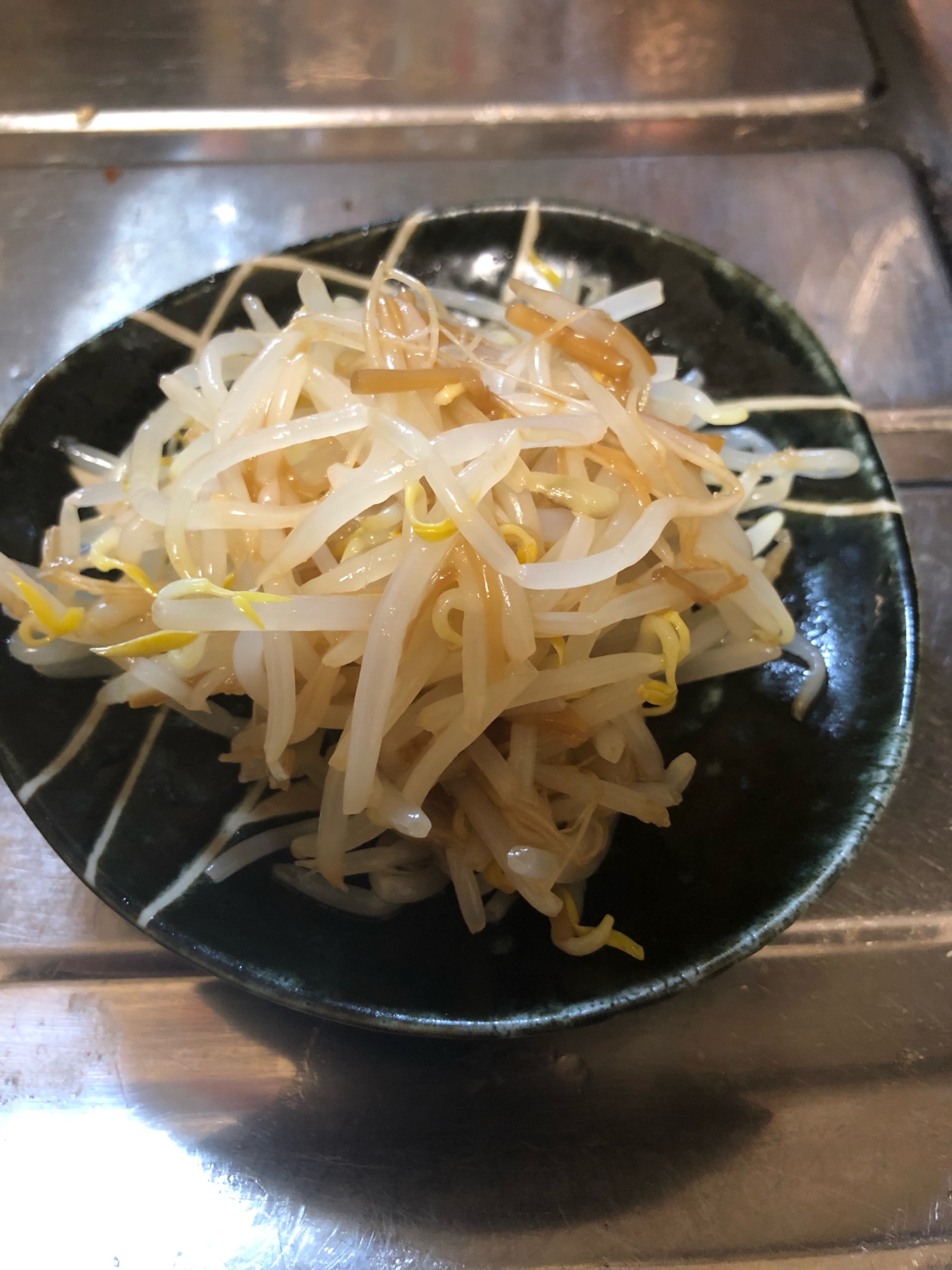 簡単料理、なめ茸とモヤシのナムル