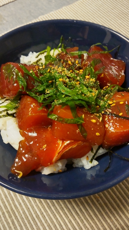 簡単☆鮪ぶつ切りの香味野菜漬け丼