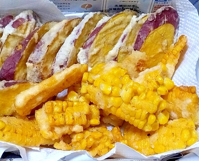 さつまいもととうもろこしの天ぷら