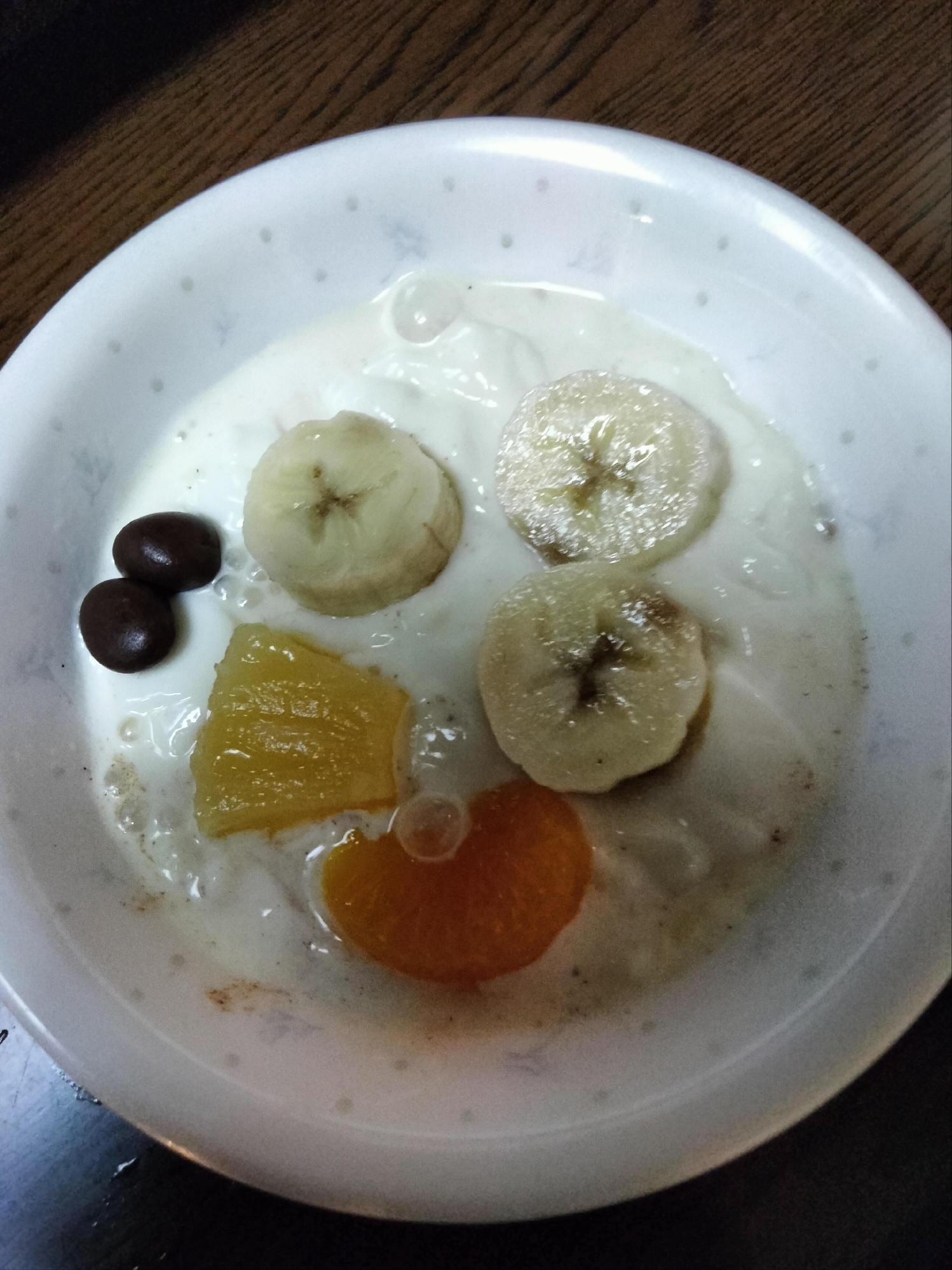 今日のヨーグルト♡アイス混ぜてバナナパインチョコ