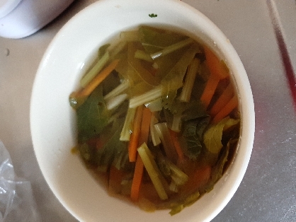 小松菜と人参のコンソメスープ